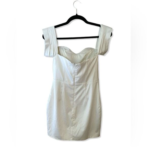 More To Come Bella Mini Dress white off shoulder satin party cocktail Revolve - Picture 9 of 9